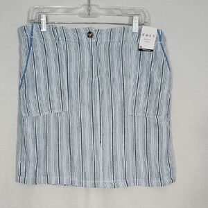 NWT Da-sh Stripe J Blue Washable Linen Blend Skirt Women's Size Medium Summer